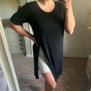 Long black tshirt dress with slit